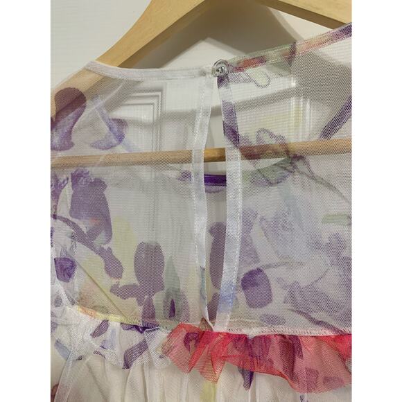 Mimi Chica floral white ruffle crop blouse‎ long sleeve size Medium NWOT - Picture 3 of 4